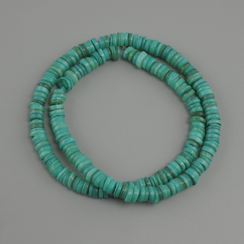 Scarfarka shell beads Rondelle shape, diameter 6×1.5–2 mm, 39 cm length on thread