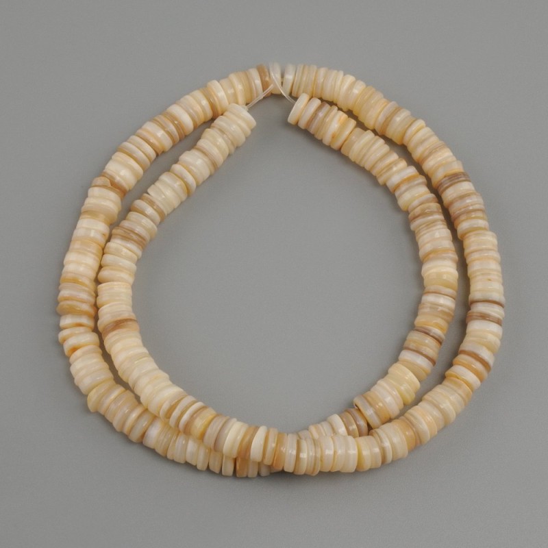 Mother-of-Pearl Scarfarca Rondelle Beads, diameter 6×1.5-2mm, length 39cm ± on thread