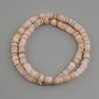 Mother-of-Pearl Scarfa rondelle beads, 6x1.5–2 mm, 39 cm +/- on fishing line