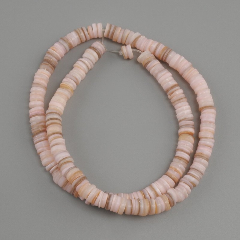 Scaforca mother-of-pearl rondelle beads, 6x1.5–2 mm, thread length 39 cm +/-