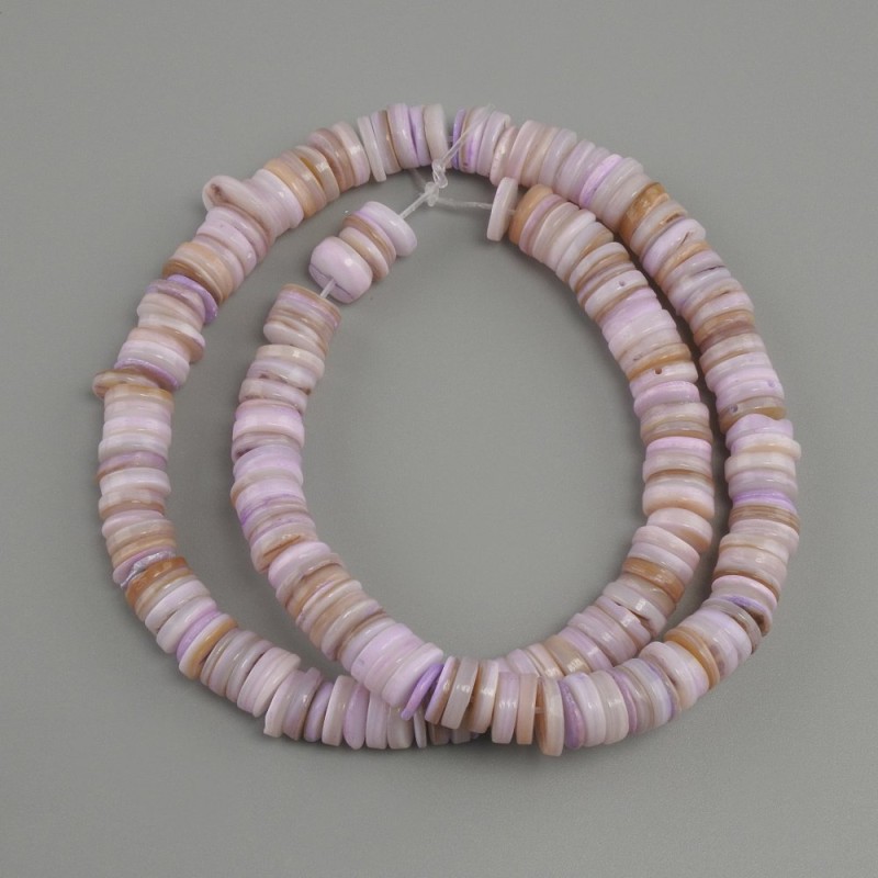 Shell Beads of Scafarka Rondelle, diameter 8x1.5-2mm, length 39cm on thread