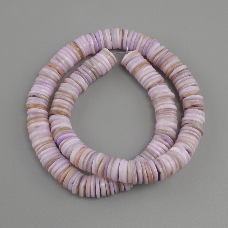 Mother-of-P pearl Shell Beads Scaparka Rondelle, 10x1.0-2.5mm approx., 39cm length on thread