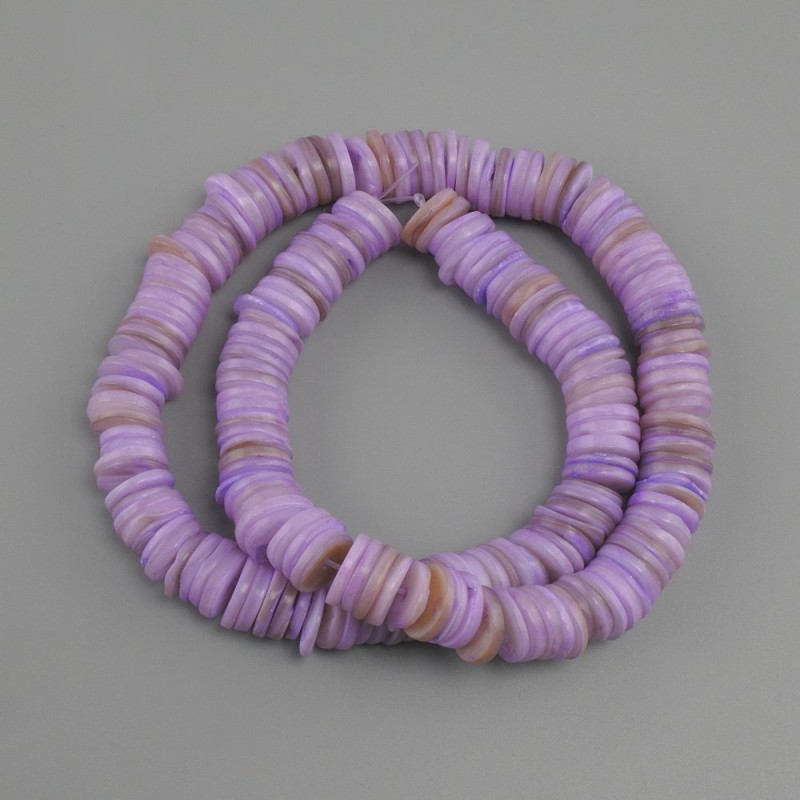 Shell beads Scarface rondelle, diameter 10×1, 5-2mm±, length 36cm± on fishing line