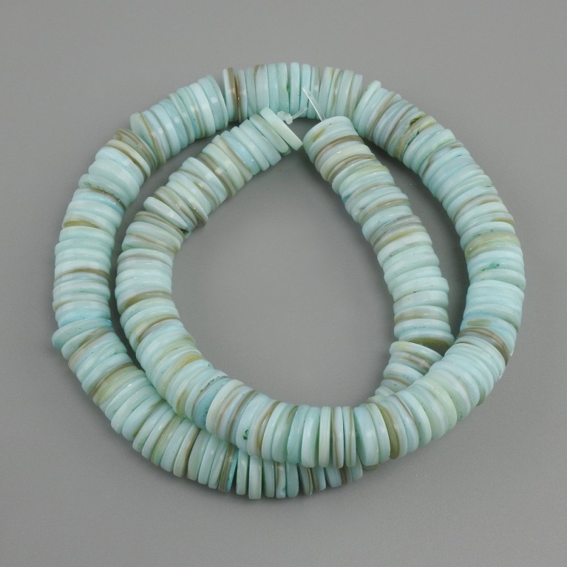 Mother-of-Pearl Scarface Scarlet Rondelle Beads 10x1.5-2mm, 39cm on Thread