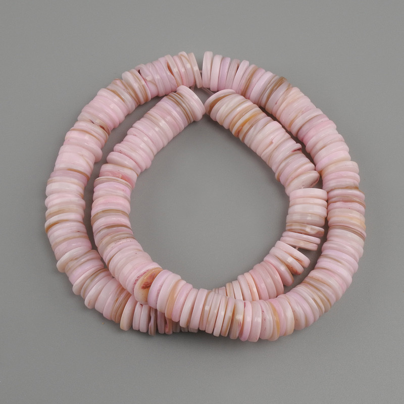 Scallop Shell Howlite Rondelle Beads, 10x1.5–2 mm, 39 cm +-/ on beading thread