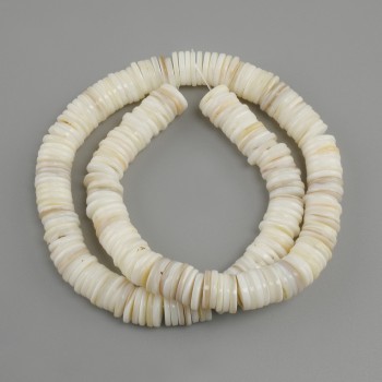 Shell Beads Scarpharka Rondelle, diameter 10x1.5-2mm, length 38cm on beading thread