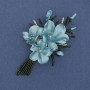 Brooch pendant Flower blue and green enamel 47x80mm± golden metal