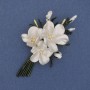 Brooch Pendant Flower White and Green Enamel 47x80mm± Gold Metal