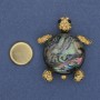 Magnetic turtle brooch with halite 40x34mm±, crystals, gold-tone metal