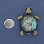 Magnetic turtle brooch with halite 40x34mm±, rhinestones, silver metal