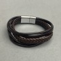 Men's bracelet brown eco-leather, length 20cm± silver metal on clasp