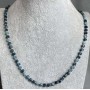 Indicolite Bead Necklace Garnet Cubes 4x4mm, 50cm+ Stretch