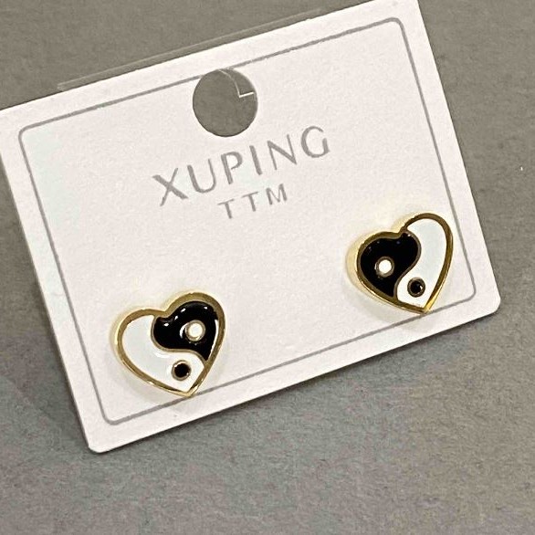 Xuping heart stud earrings (poussettes) pearl studs, diameter 10×9 mm ±, 18K gold plating