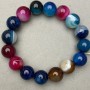Agate bracelet smooth round bead 12mm +/-, length 18cm +/- stretch