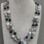 Necklace Botswana Agate coin 11mm+- Amethyst bead 8.5mm+- length 65cm+- with clasp