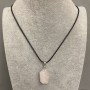 Pendant Pink Quartz faceted, diameter 20-21x15mm ± on faux leather cord 60cm + 5cm chain