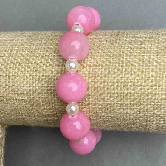 Acrylic bracelet smooth ball bead 14cm± 6mm±, length 18cm± stretch