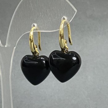 Agate Heart Earrings 15mm±-, length 28mm±