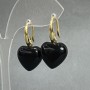 Agate heart earrings 15mm±, length 28mm±