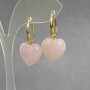 Earrings Pink Quartz heart 15mm+-, length 28mm+