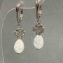Earrings Mother of Pearl leaf 11x8mm± clover 10mm±, length 40mm±