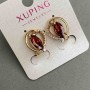 Xuping earrings with white rhinestones and red stones, diameter 16x14mm ±, 18K gold plating