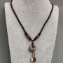 Pendant 'Bagel' Jasper on a cord with Agate and Carnelian beads, length 65 cm