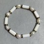 Pearl bracelet 7–9×7–8 mm hematite rondelles 6×mm±, mother-of-pearl cylinder 13×6 mm±, length 18 cm stretch