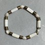 Pearl bracelet 7-9x7-8mm Hematite rondelle 6mm+- Mother-of-pearl cylinder 13x6mm+-, length 18cm stretch