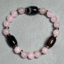Agate barrel bracelet 14×10mm ± Pink quartz bead 8mm ±, length 18cm ± stretch