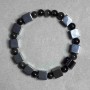 Hematite bracelet cube 8x8mm ± silver-grey obsidian bead 6mm ± length 18cm ± stretch