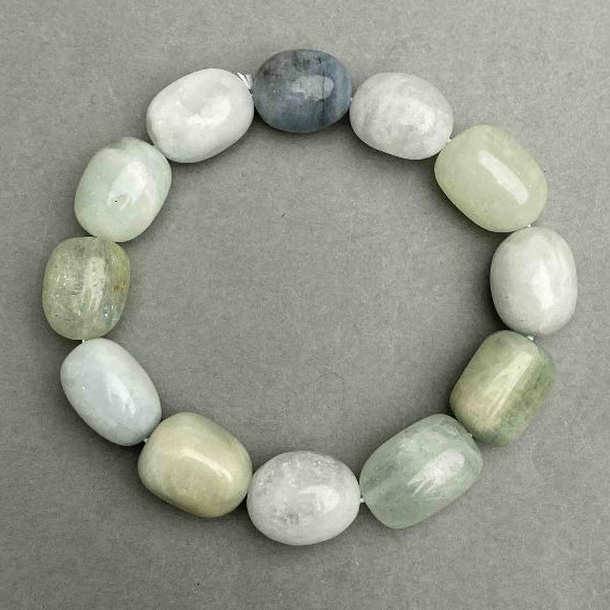 Morganite bracelet tumbled 15–18x12–13, 5mm±, length 18cm± stretch
