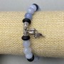 Aquamarine bracelet faceted round bead 8mm± with Shungite rondelle 8x4mm± with inserts, length 18cm± stretch