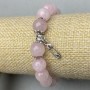 Bracelet Pink Quartz smooth round bead 10mm± with inserts, length 18cm± stretch