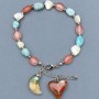 Bracelet Pearl, Chalcedony, Amazonite tumbled 7-10x7-8mm ±, length 18cm +5 extension chain