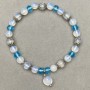 Opalite bracelet smooth round bead 6mm± Czech crystal 6x5mm± length 18cm± stretch
