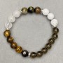 Bracelet Howlite Smoky Quartz Tiger’s Eye smooth bead 8-9mm +-, length 18cm +/- stretch