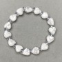 Kaholong bracelet heart 10mm± Swarovski-style beads 6x3mm±, length 18cm± stretch