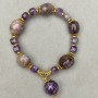 Amethyst bracelet tumbled 15×12 mm + faceted cubes 7 mm with inserts, length 18 cm +- stretch