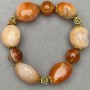 Bracelet Carnelian tumbled 20x17mm ± Agate bead 12mm ± with inserts, length 18cm ± stretch