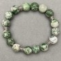Moss Agate bracelet round beads 10.5mm± with inserts, length 18cm± stretch