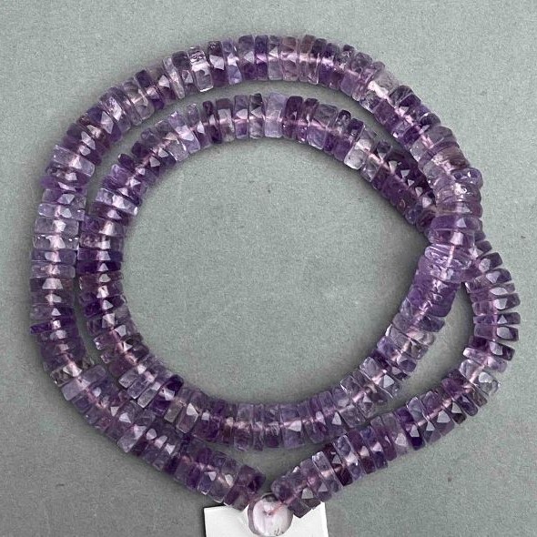 Amethyst natural beads, faceted rondelle, diameter 8x2, 5-3mm ±, length 40cm ± on a thread