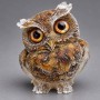 Souvenir figurine Owl made from reprocessed Tiger's Eye rough chips in resin, diameter 60x50x40mm +