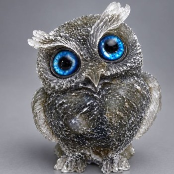 Labradorite gemstone scrap souvenir owl figurine in resin, diameter 60×50×40mm+