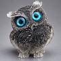 Souvenir figurine Owl made from reprocessed Rutile Quartz rubble in resin, diameter 60×50×40 mm +