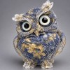 Souvenir figurine Owl, reworked Lazurite crystal chips in resin, diameter 60x50x40mm+
