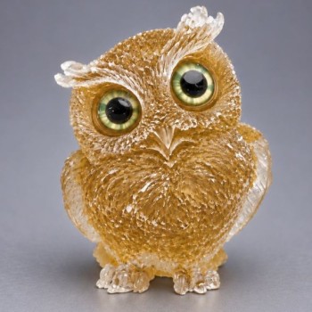Souvenir figurine Owl with repurposed citrine chips in resin, diameter 60x50x40mm+
