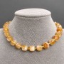 Choker Citrine faceted cube 9x9mm ± beads 3mm ± with pendants, length 38cm + toggle