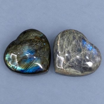 Labradorite heart-shaped souvenir stone 50-53×46-48mm ± weight 154g price for a pair