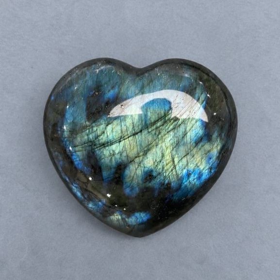 Labradorite souvenir stone in the shape of a heart 67x67 mm ± weight 168 g